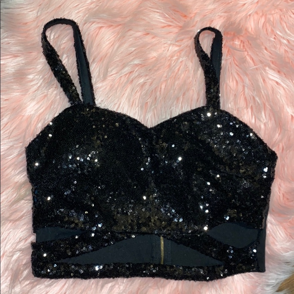 NWOT Sexy Black Sequined Top by Varga